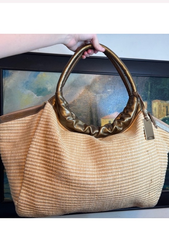 Furla Handbags - FURLA Authentic Vintage Straw Hobo Shoulder Bag Italian Leather 🤎🌾👜